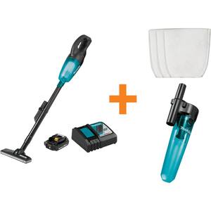 18V LXT Compact Cordless Vacuum Kit, 2.0Ah with Black Cyclonic Vacuum Attachment and Cloth Vacuum Filter (3-Pack)