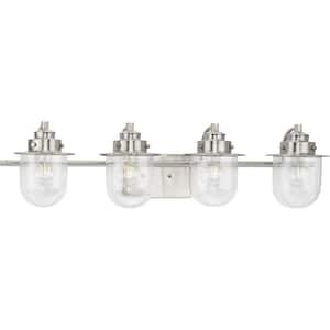 Northlake Collection 32.5 in. 4-Light Brushed Nickel Clear Glass Transitional Vanity Light