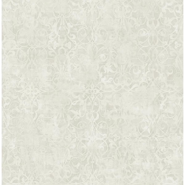 Seabrook Designs Brilliant Rustic Metallic Champagne and Off-White Scroll Paper Strippable Roll (Covers 56.05 sq. ft.)