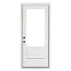 36 in. x 80 in. Right-Hand Inswing 3/4 Lite Low-E Glass Finished WhiteFiberglass Prehung Front Door