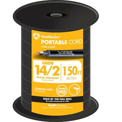 NEW 150/' 18//4 SJ SJO SJOOW SJOW BLACK RUBBER CORD EXTENSION WIRE