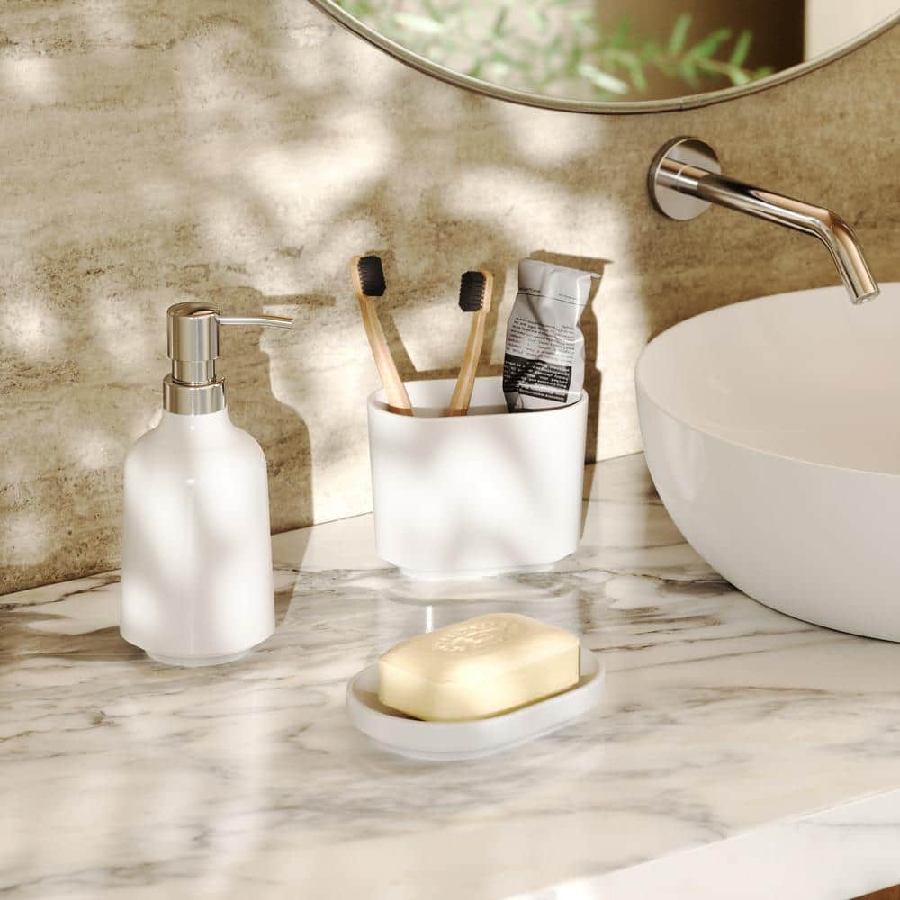 White Glossy Melamine Bathroom Soap Dish