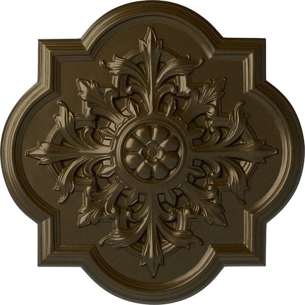 Ekena Millwork 31-1/4" x 2" Bonetti Urethane Ceiling Medallion (Fits Canopies up to 7-3/8"), Brass