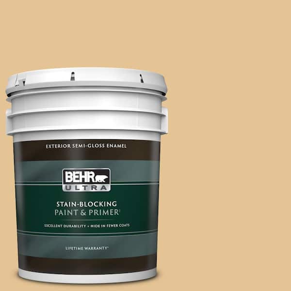 BEHR ULTRA 5 gal. #310E-3 Ripe Wheat Semi-Gloss Enamel Exterior Paint & Primer