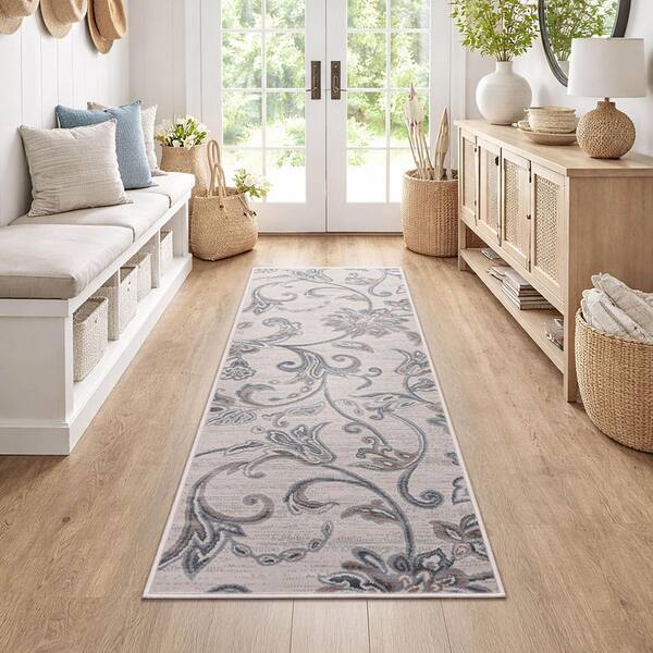 Madison Cream 2 ft. x 10 ft. Floral Indoor Area Rug
