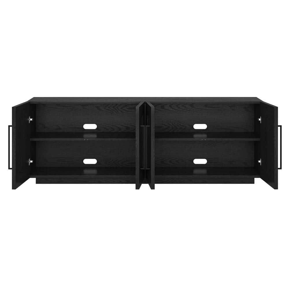 Black Grain MDF 68" TV Stand with Cabinets