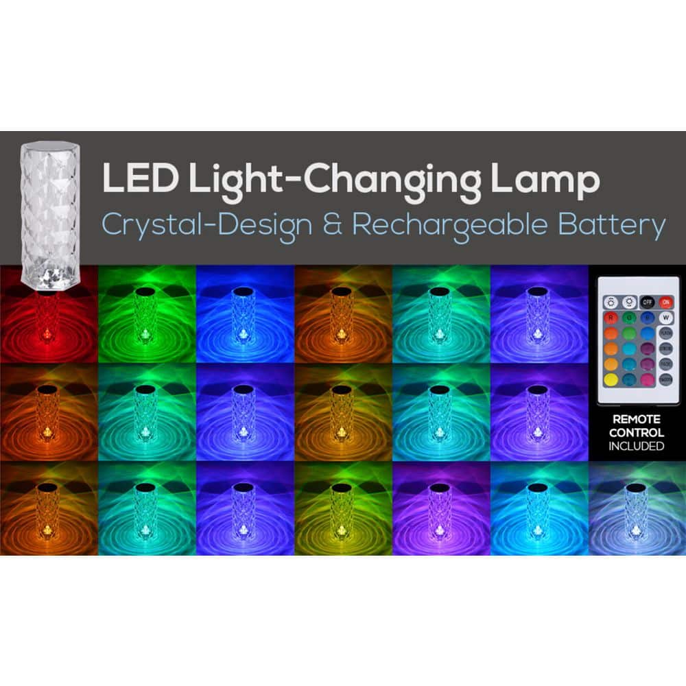 Clear Acrylic Cordless RGB Color-Changing Table Lamp