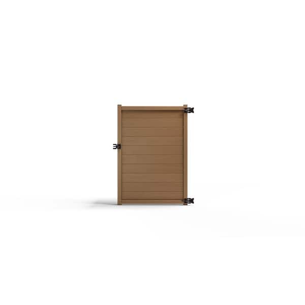 Natures Composites Composite Modern Horizontal Privacy (6 ft. H x 4 ft. W) Timber Brown Full Size Fence Gate