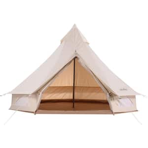 10 ft. x 10 ft. Metal Bell Tent in Khaki 100% Cotton