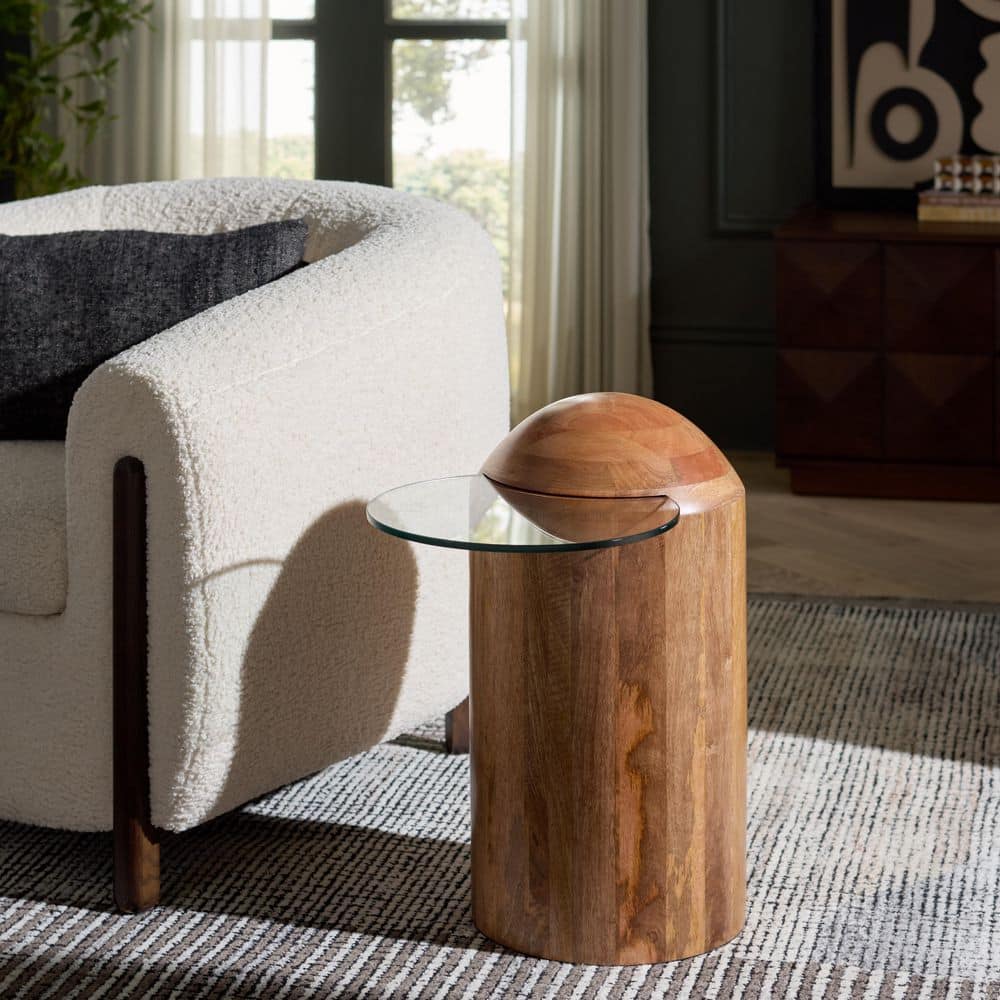 Cuban 14 in. Walnut Glass End Table price history on PriceWatchPro