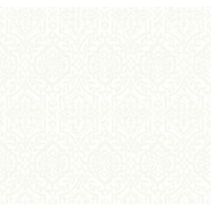60.75 sq ft White Catherdral Damask Pre-Pasted Wallpaper