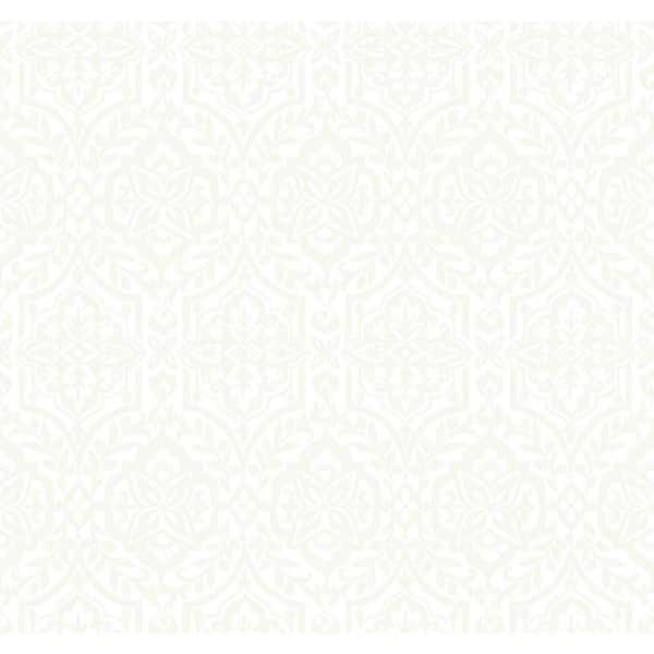 York Wallcoverings 60.75 sq ft White Catherdral Damask Pre-Pasted Wallpaper