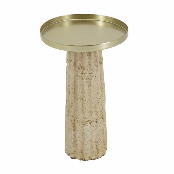 A & B Home Cement Decorative Candle Holder - 6.5 in. - Cement/Gold