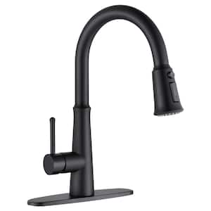 Single Handle Pull Down Sprayer Kitchen Faucet with 3-Function Sprayer in Matte Black