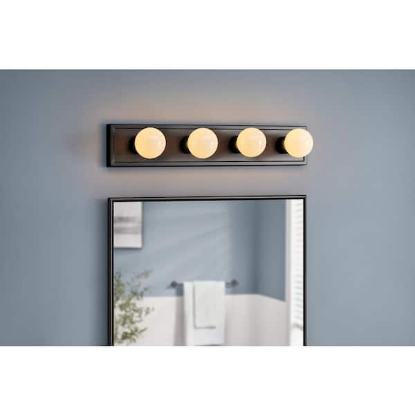 PRIVATE BRAND UNBRANDED 24 in. 4-Light Matte Black Mid-Century Vanity Light