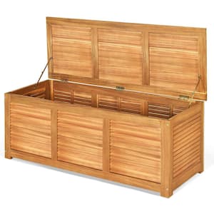 47 Gal. Acacia Wood Deck Outdoor Storage Bench Box