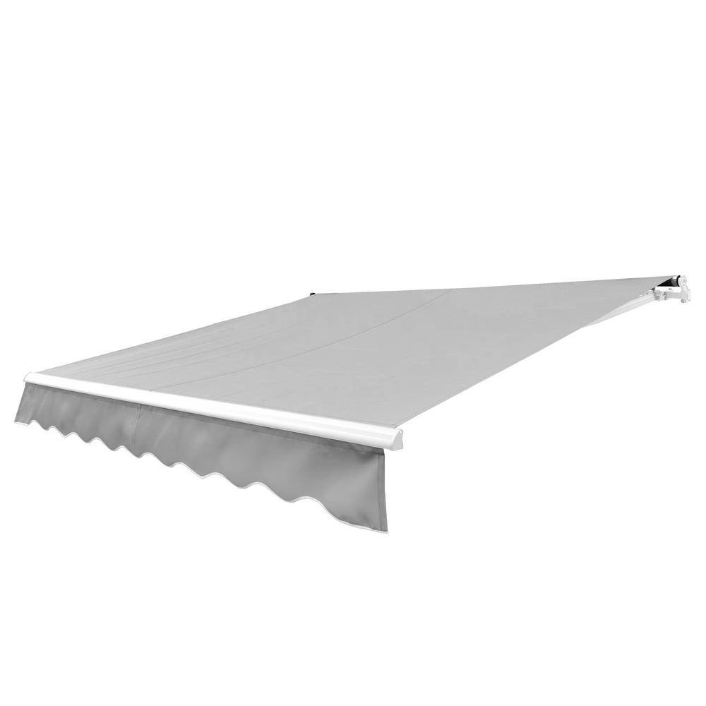 Silver Gray 13 x 10 ft Retractable Patio Awning with White Aluminum Frame