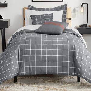 Styles Windowpane Twin/Twin XL Bed in a Bag Comforter Set with Sheets and Decorative Pillows