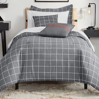 Styles Windowpane Full/Queen Bed in a Bag Comforter Set with Sheets and Decorative Pillows