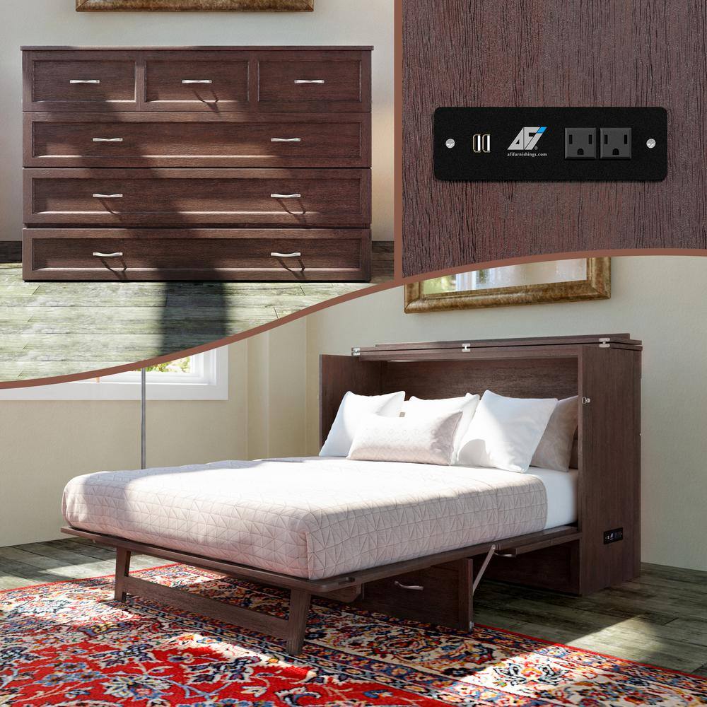 Elegant Northfield Queen Murphy Bed Chest with CoolSoft Mattress