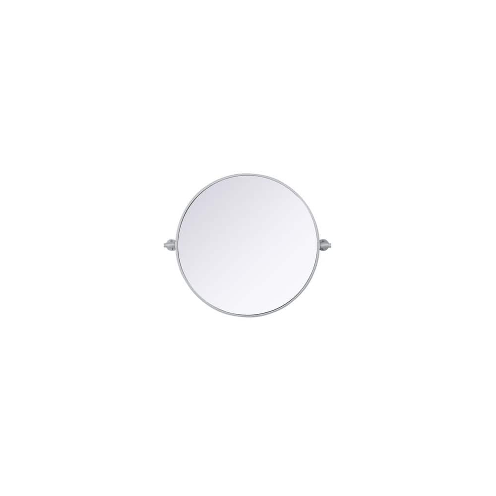 Timeless Home Silver 24 in. W x 24 in. H Round Pivot Mirror ...