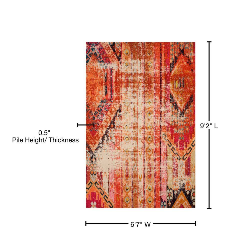 Bohemian-Chic Monaco Orange Multicolor Rectangular Area Rug