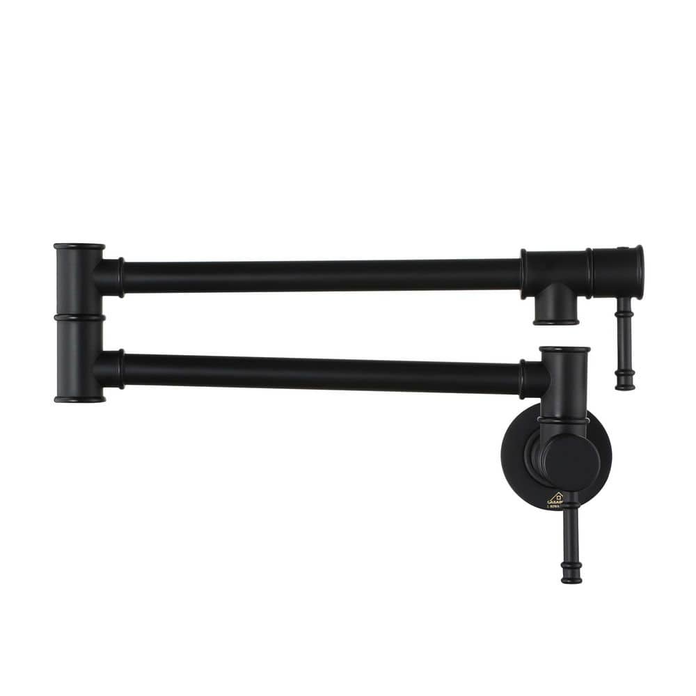 1.8 GPM Wall Mounted Foldable Kitchen Pot Filler with Double Handle in Matte Black price history on PriceWatchPro