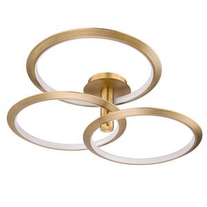 Solaris 40 in. 260-Watt Equivalent Integrated LED Aged Brass Pendant with Acrylic Shade