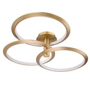 Solaris 40 in. 260-Watt Equivalent Integrated LED Aged Brass Pendant with Acrylic Shade