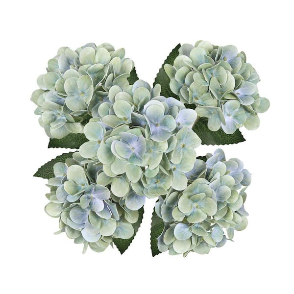 LIVING LUXURY 18 in. Mint Blue Natural Touch Artificial Hydrangea
