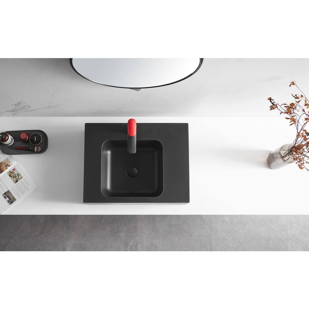 Matte Black Granite Wall-Mount Square Bathroom Sink