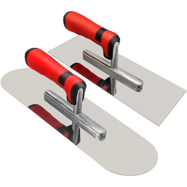 11 in. x 4 in. Stainless Steel Flat Finishing Concrete Trowel and 14 in. x 4 in. Pool Trowel, 2-Pack