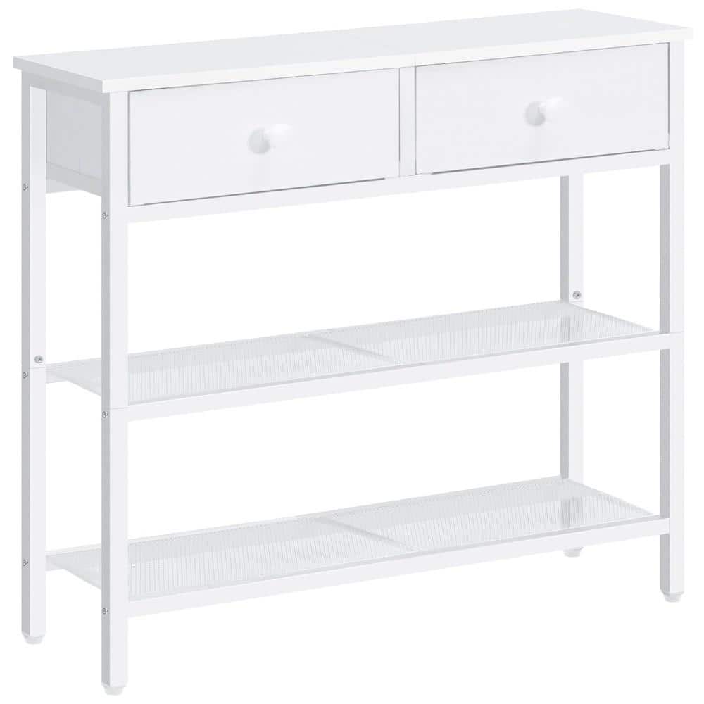 30 in. W White Metal Narrow Console Table with 2 Drawers price history on PriceWatchPro