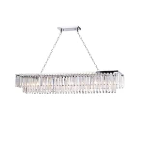 Ventiseri 8-Light Chrome Rectangular Chandelier for Kitchen Island with No Bulbs Included