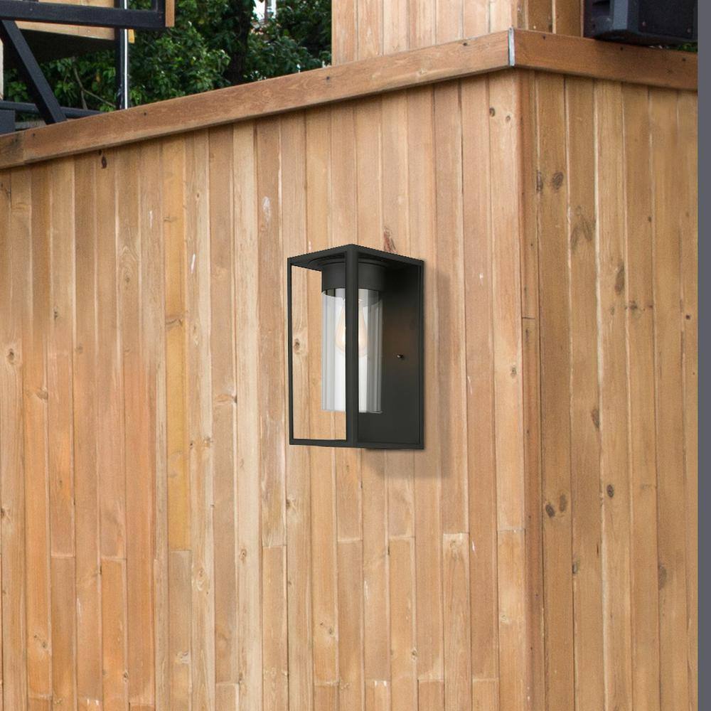 Walker Hill Matte Black Cylinder LED Sconce with Clear Glass