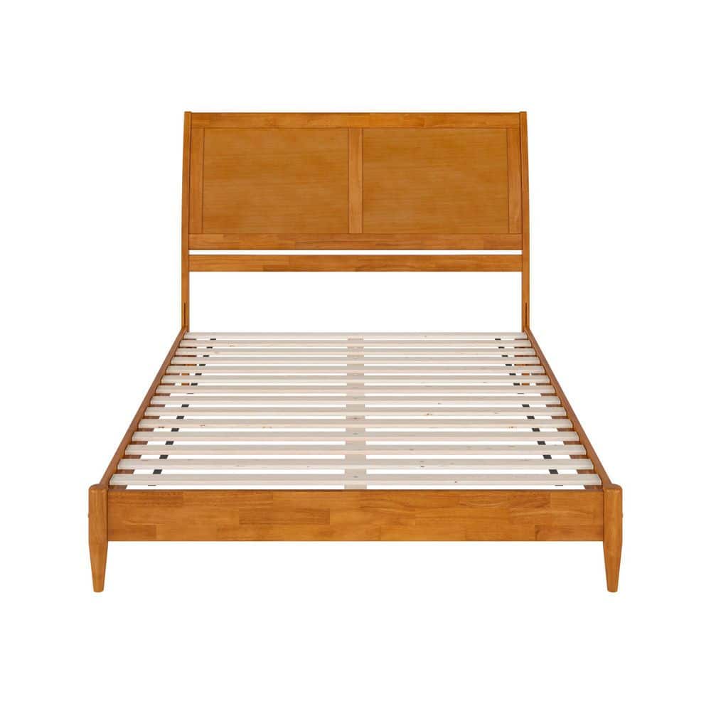 Valencia Light Toffee Queen Solid Wood Platform Bed with Sleigh Headboard