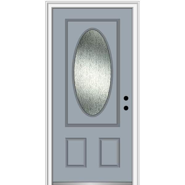 MMI Door 36 in. x 80 in. Left-Hand Inswing Rain Glass Storm Cloud Fiberglass Prehung Front Door on 4-9/16 in. Frame