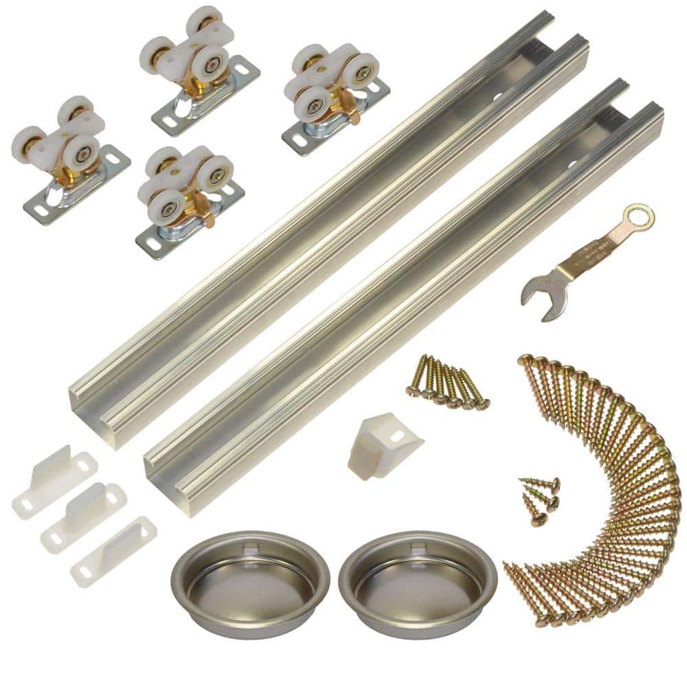 Johnson Hardware 111SD 96 in. 2-Door Heavy Duty Bypass Track/Hardware Set for 3/4 in. Or Thicker Doors to 150 lbs.