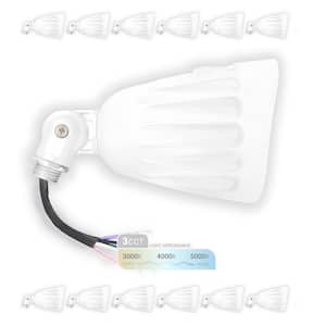 25W Outdoor White Integrated LED Bullet Light, 3-Color Selectable, 120-277V, Weatherproof Landscape Lighting (12-Pack)