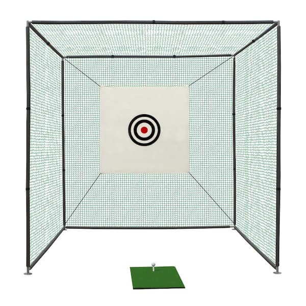 Golf Practice Net Cage,10 x 10 x 10FT Metal Frame Hitting Net Kit for Backyard,Golf Batting Cage Netting Golf Training Simulators for Home