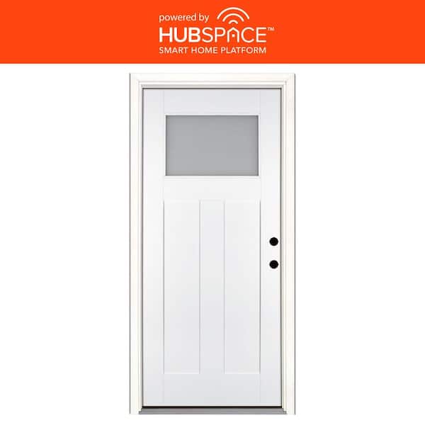 Feather River Doors Smart Glass 34 in. x 80 in. Right Hand Inswing 1/4-Lite Smooth Unfinished Fiberglass Prehung Front Door