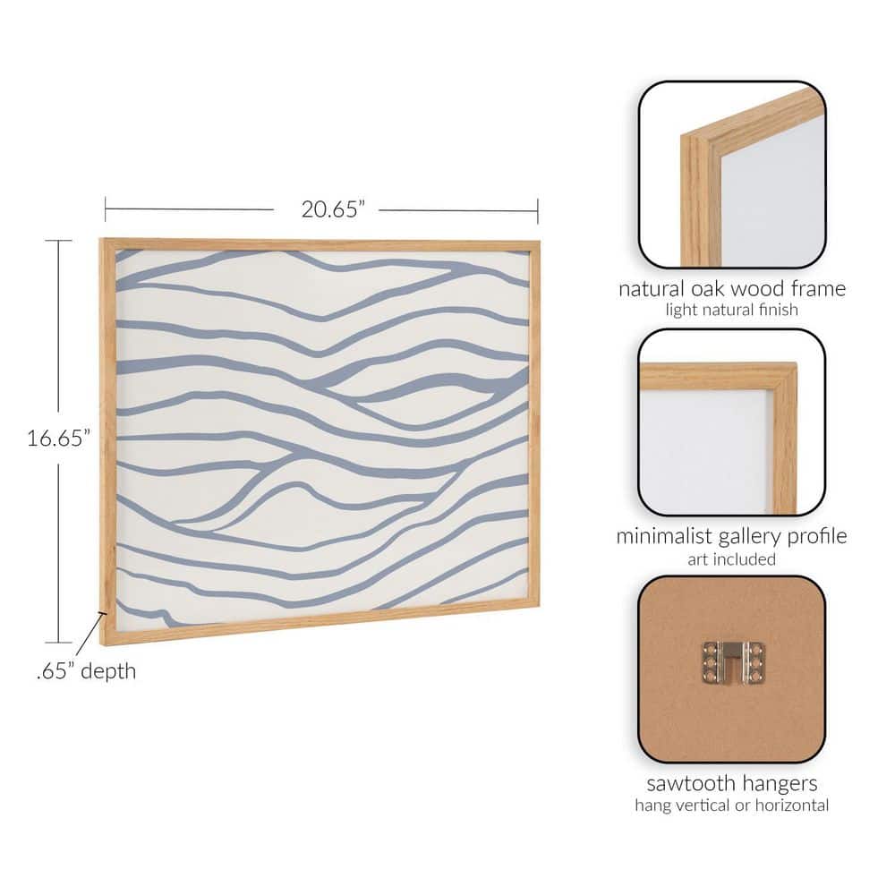 Natural Solid Wood Framed Abstract Coastal Waves Print 20x16