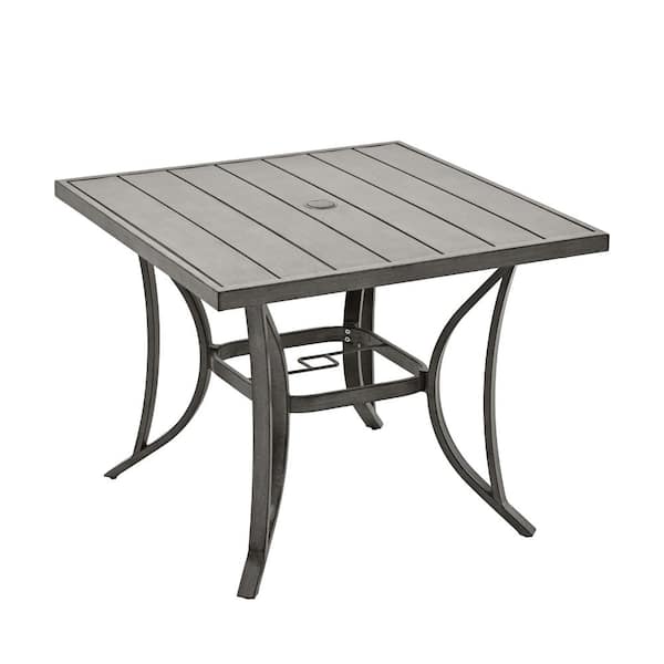 ChillPavilion Urban Oasis Square Outdoor Aluminum Dining Table with Umbrella Hole