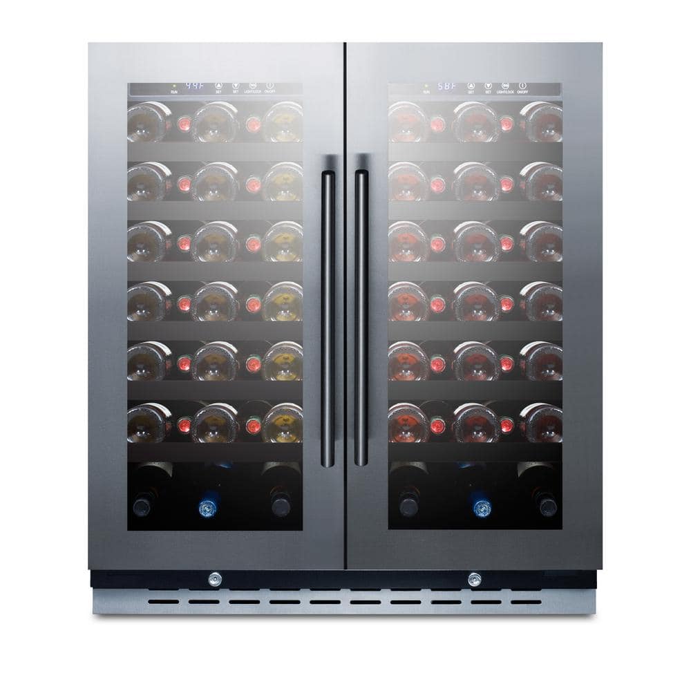 Summit 30" Stainless Steel Dual Zone Wine Cellar with Glass Doors