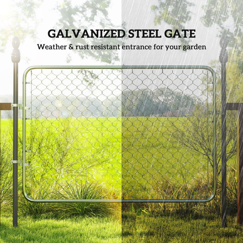 Galvanized Steel Chain Link Garden Gate, 47.2" x 70.9", Silver