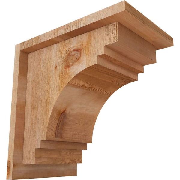 Ekena Millwork 8 in. x 12 in. x 12 in. Western Red Cedar Pescadero Rough Sawn Corbel with Backplate