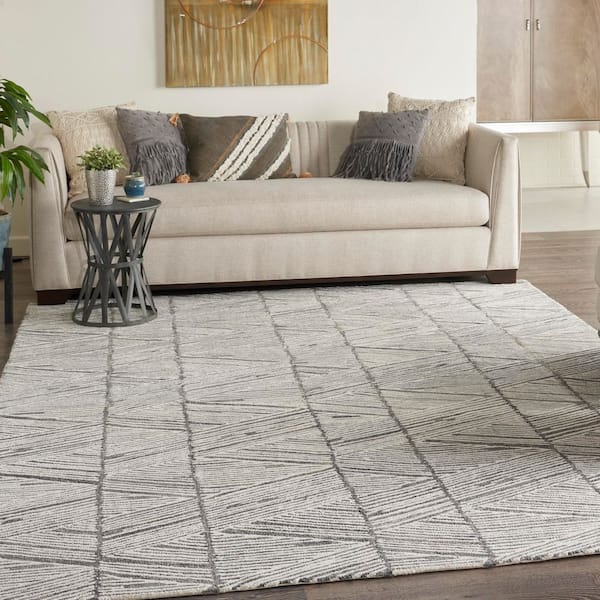 Vail Grey/White 8 ft. x 10 ft. Contemporary Area Rug