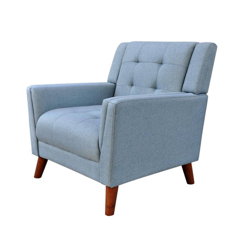 Blue Polyester Arm Chair with Cushioned Back