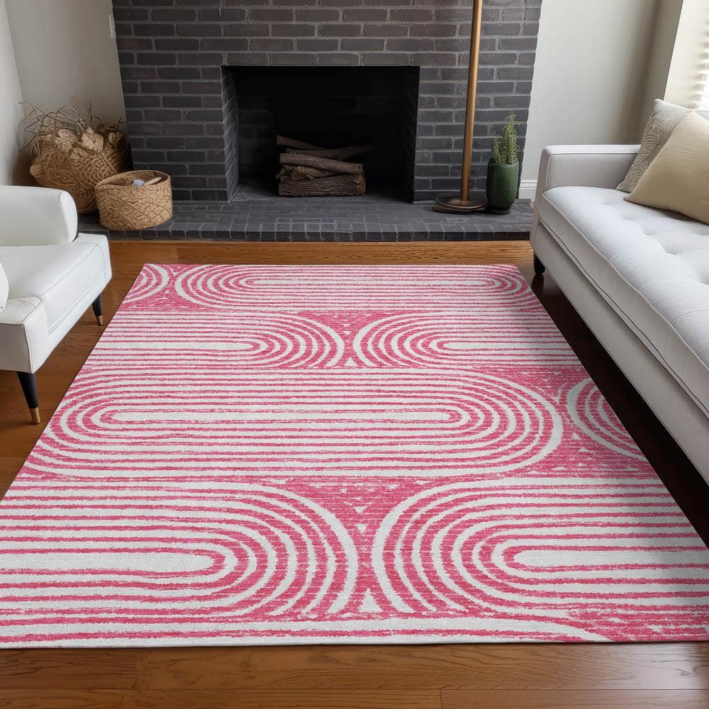 Blush Geometric Synthetic Reversible 3' x 5' Area Rug
