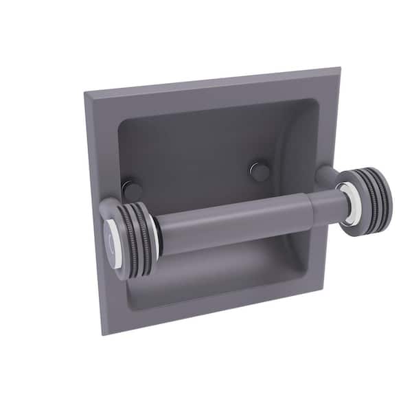 Allied Brass Clearview Recessed Toilet Paper Holder with Dotted Accents in Matte Gray